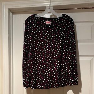 Kate Spade Black Blouse with Pink and White Polka Dots
